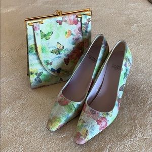 Charles Jordan Paris Butterfly Pumps, Matching Bag